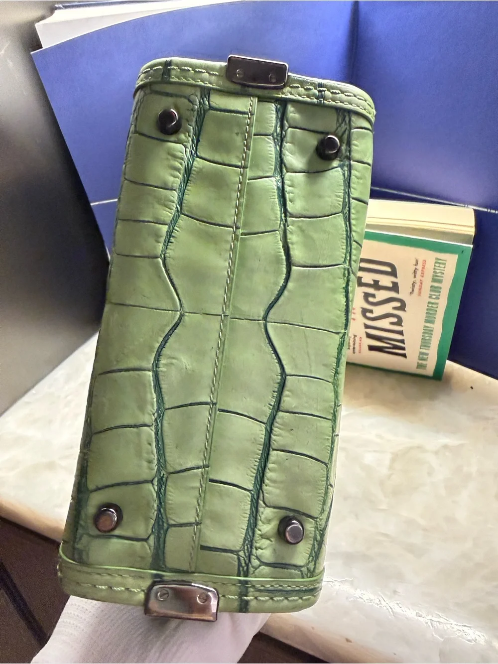 Coach Swagger 21 Exotic Green Croc-Embossed Structured Top-Handle Satchel